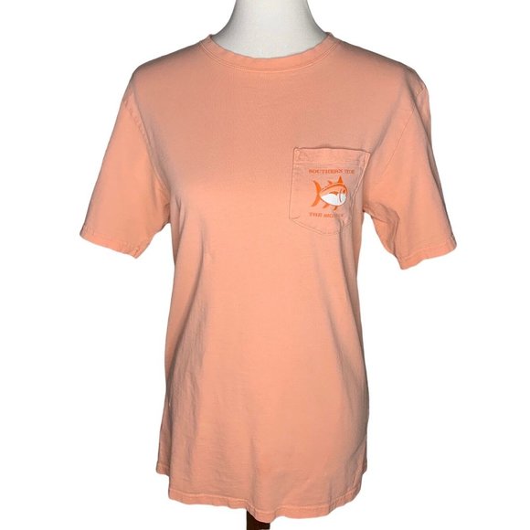 Southern Tide The Skipjack Pocket T Shirt Women's Size Small Unisex Peach - Picture 1 of 7